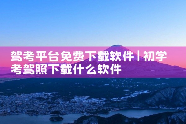 驾考平台免费下载软件
