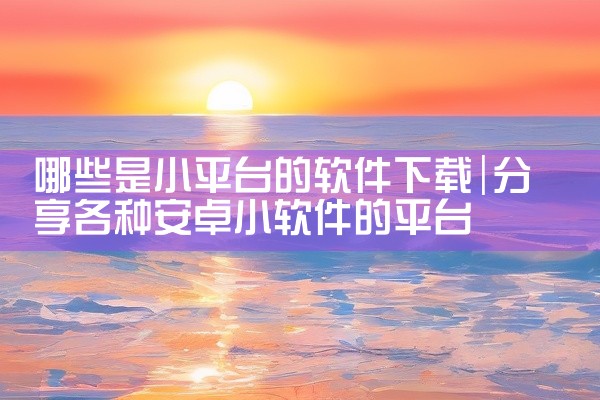 哪些是小平台的软件下载
